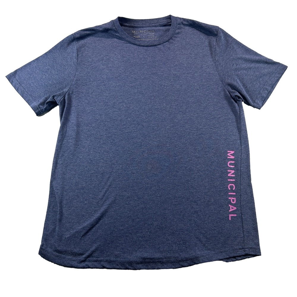 Municipal T-Shirt Mens Large Blue Sport Utility Wear Pink Logo Activewear
